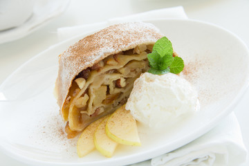 Viennese strudel with vanilla sauce.