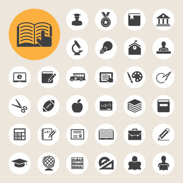 Education icons set. Illustration
