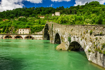 Devils Bridge Lucca, Italy - obrazy, fototapety, plakaty