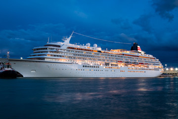 Cruise ship in venice at night