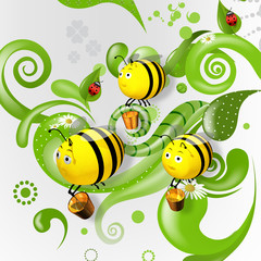 3d rendered  Bees team