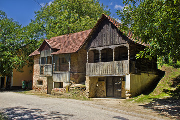 Fototapeta na wymiar Traditional historic wooden houses - wine cellar