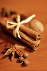 Zimtstangen, Sternanis und Piment