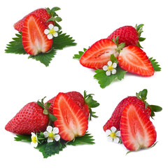 collection of strawberry isolated on white background