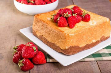 Fresh strawberries and angel food cake