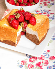 Fresh strawberries and angel food cake