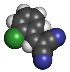 CS tear gas molecule (2-chlorobenzalmolononitrile).