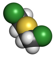 Mustard gas (Yperite, bis(2-chloroethyl) sulfide) molecule, chem