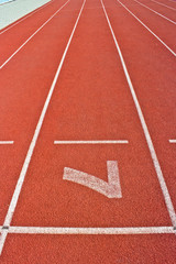 Close-up Number seven on race track