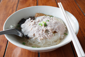 rice noodles soup with pork