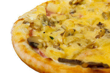 baked mushrooms pizza fast dinner crust italian food cheese isol