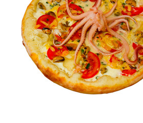 pizza isolated white octopus cheese a food italian tomato meal f