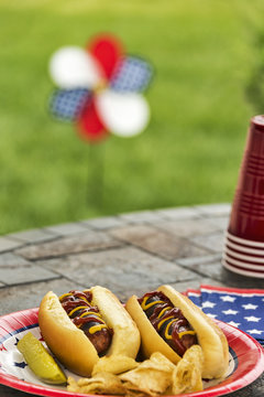 All American Hotdogs At A Cookout