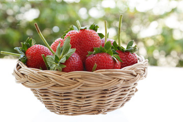 Fresh strawberry fruit on basket