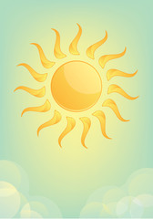 Sun and Sky with clouds - warm colors -