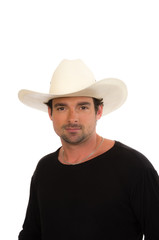 Cowboy in a white hat and black shirt