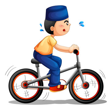 A boy biking