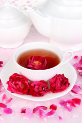 Rose tea close up