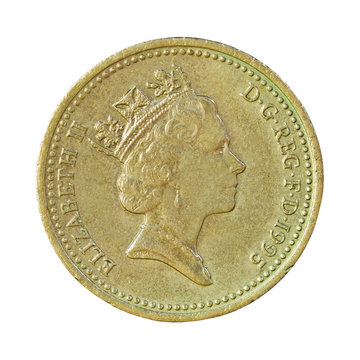 Isolated British pound coin on white