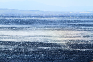 Raging sea with furious waves