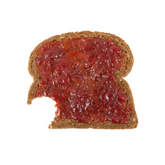 Slice of brown bread with jam