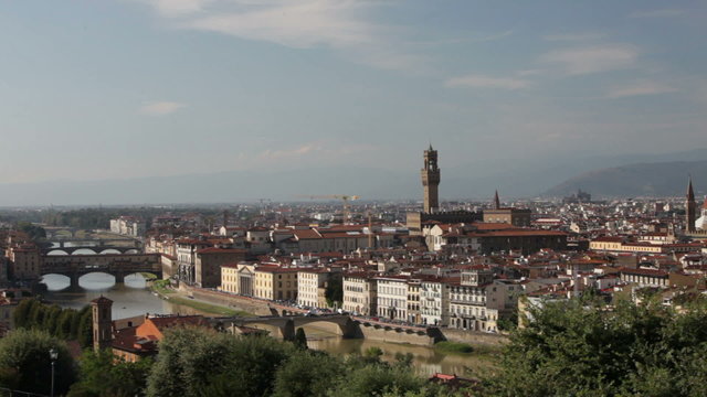 Italy. Florence. View of the city on top, midday sun