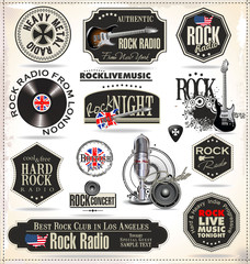 Rock music stamps and labels