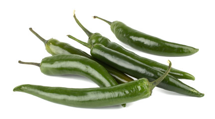 Hot chili peppers isolated on white background