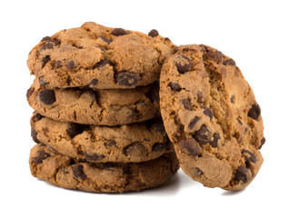 Chocolate pastry cookies isolated on white background