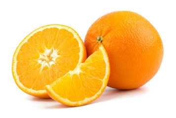 Orange fruit slice on white background