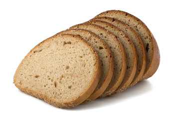 Slices of bread isolated on white background