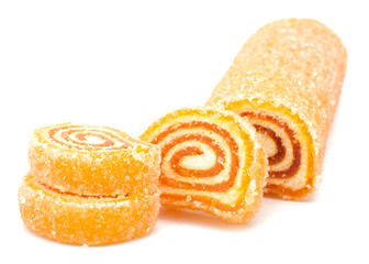 Delicious colorful marmalade isolated on white background