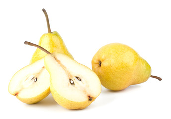 Fresh pears isolated on white background