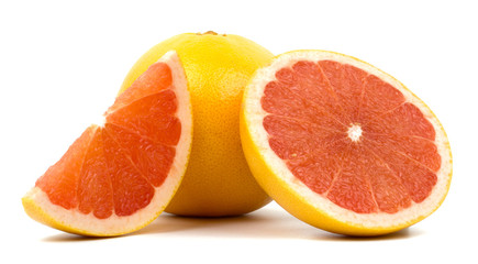 Cut grapefruit isolated on white background