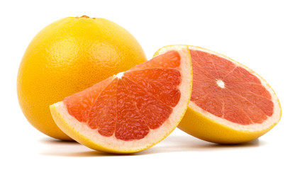Fototapeta na wymiar Cut grapefruit isolated on white background