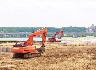 Excavators at work