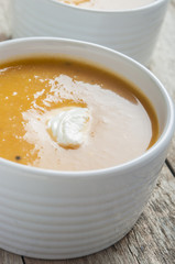 pumpkin cream soup close up