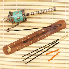 Oriental incense and manual Buddhist Stupka
