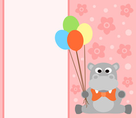 Background card with funny hippopotamus