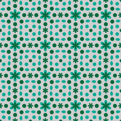 Seamless pattern with circles and flowers
