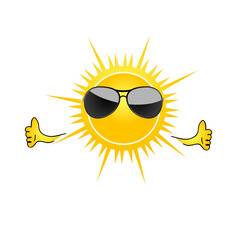 sun with sunglass cartoon art vector