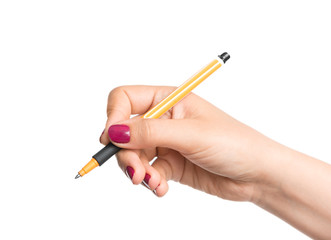 Female hand with pencil
