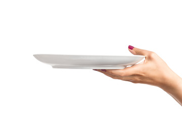 Blank plate in female hand - Powered by Adobe