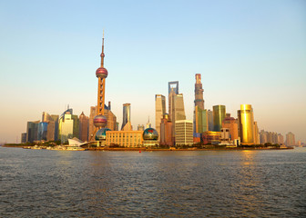 Naklejka premium Shanghai skyline. View from the bund