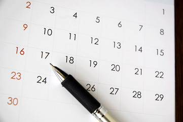 pen point to calendar