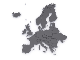 three-dimensional map of Europe.