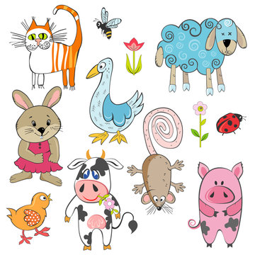 set of cartoon animals