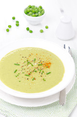 cold soup of green peas with yogurt vertical