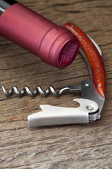 Korkenzieher und Weinflasche - Corkscrew and wine bottle