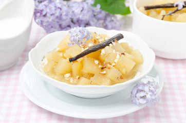 compote of apples and pears with vanilla